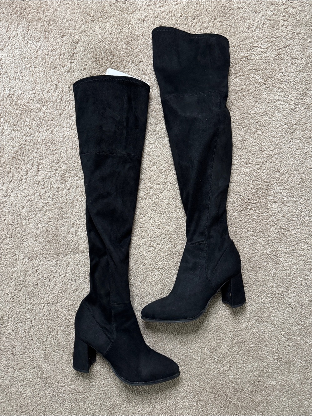 Marc Fisher Black Over-the-Knee Suede Block Heel Boots